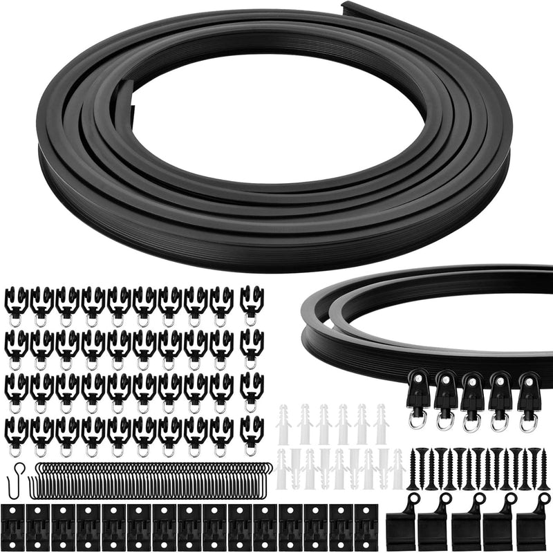5 meter flexibele plafondgordijnrail - gebogen gordijnrail met montageaccessoires - Zwart Catime
