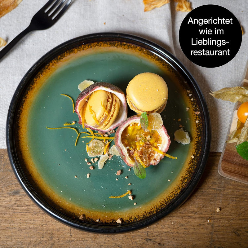 Stevig 4 x Kleine Borden 21 cm – Aardewerken Borden Set als Dessertborden, Taartborden, Ontbijtborden – Serviesset voor Serveren - Moritz & Moritz Groen