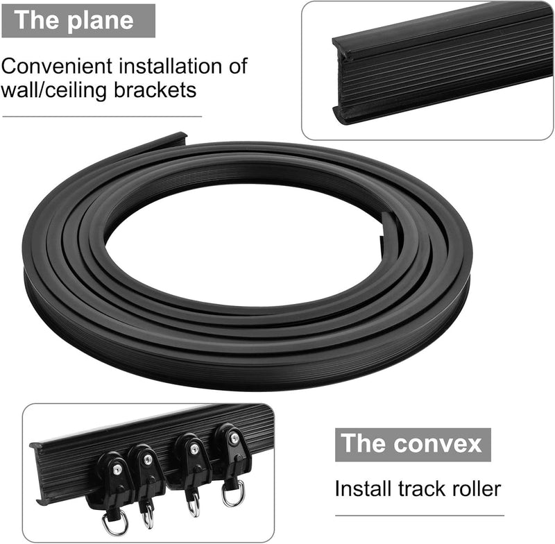 5 meter flexibele plafondgordijnrail - gebogen gordijnrail met montageaccessoires - Zwart Catime