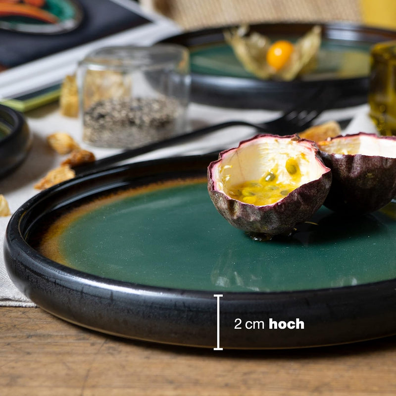 Stevig 4 x Kleine Borden 21 cm – Aardewerken Borden Set als Dessertborden, Taartborden, Ontbijtborden – Serviesset voor Serveren - Moritz & Moritz Groen