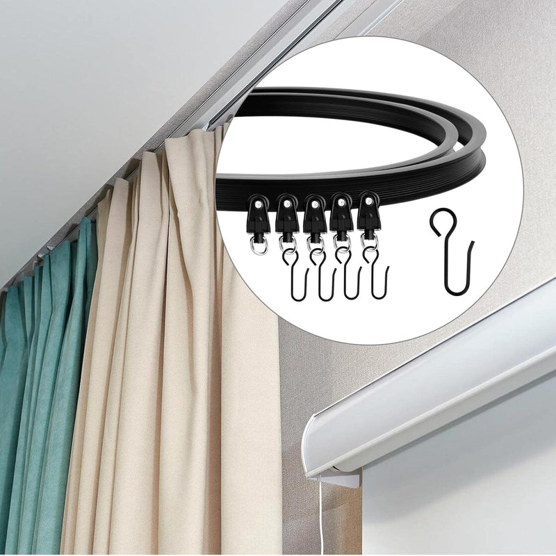 5 meter flexibele plafondgordijnrail - gebogen gordijnrail met montageaccessoires - Zwart Catime