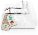 Premium Mousseline Sprei – 100% Katoen – Extra Zachte Katoenen Deken als Knuffeldeken, Bedsprei – Warme Woondeken in verschillende maten (Wit) - LAYNENBURG