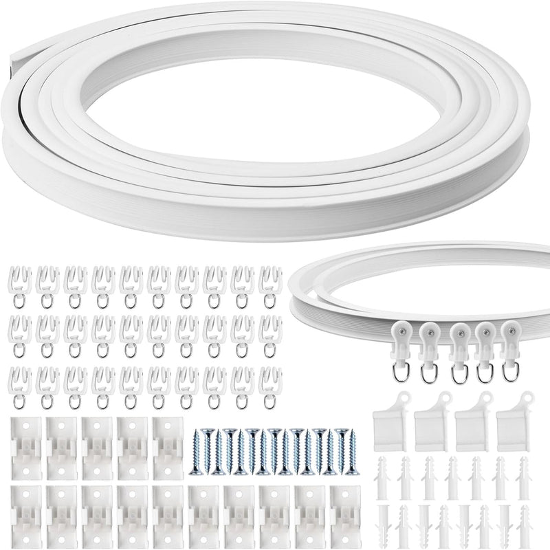 5 meter flexibele plafondgordijnrail - gebogen gordijnrail met montageaccessoires - Wit Catime