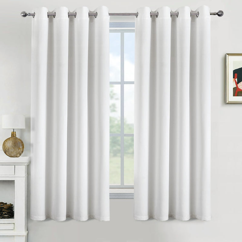 Set van 2 Witte gordijnen met Ringen voor woon- en slaapkamer - Diverse maten MIULEE