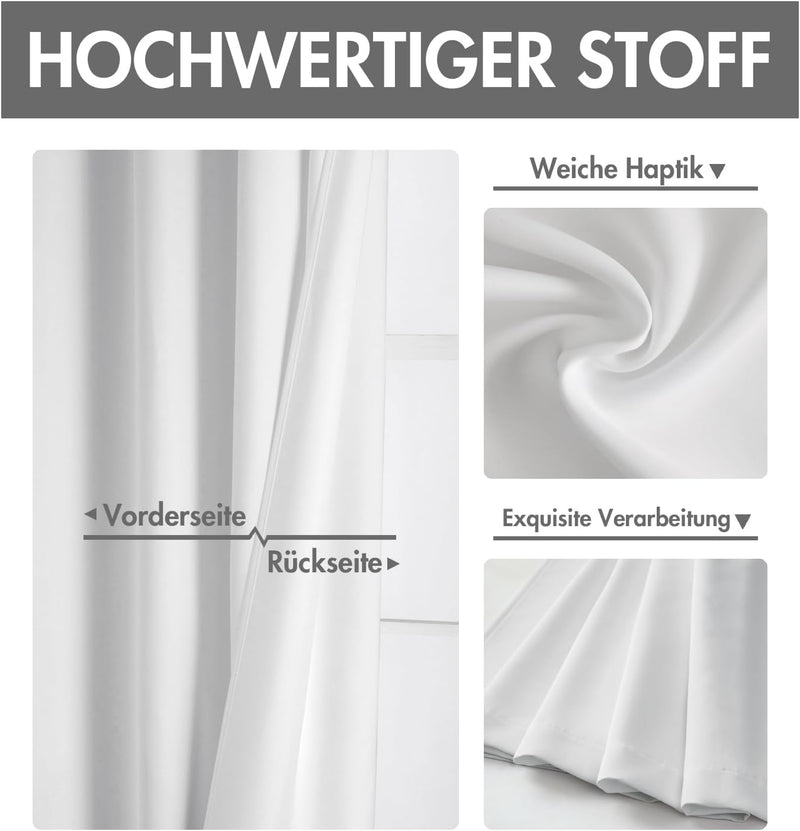 Set van 2 Witte gordijnen met Ringen voor woon- en slaapkamer - Diverse maten MIULEE