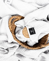 Premium Mousseline Sprei – 100% Katoen – Extra Zachte Katoenen Deken als Knuffeldeken, Bedsprei – Warme Woondeken in verschillende maten (Wit) - LAYNENBURG
