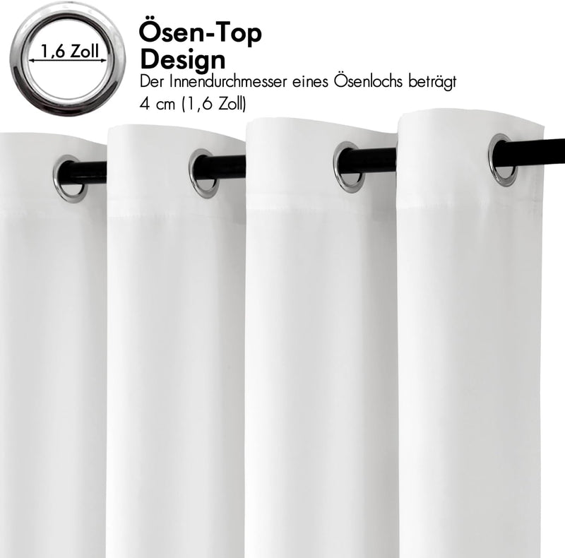 Set van 2 Witte gordijnen met Ringen voor woon- en slaapkamer - Diverse maten MIULEE
