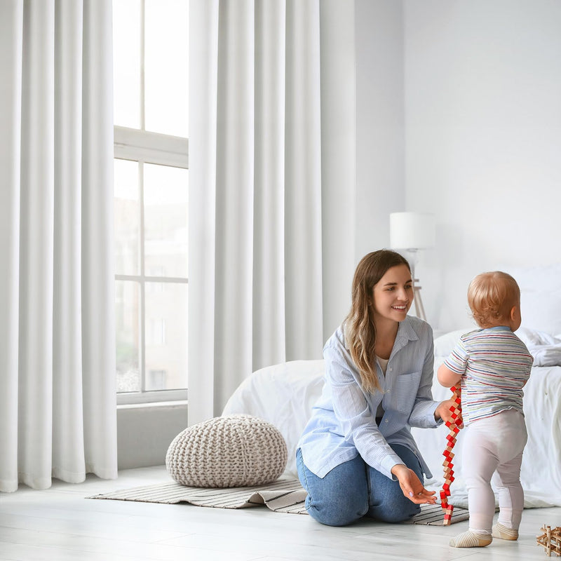 Set van 2 Witte gordijnen met Ringen voor woon- en slaapkamer - Diverse maten MIULEE