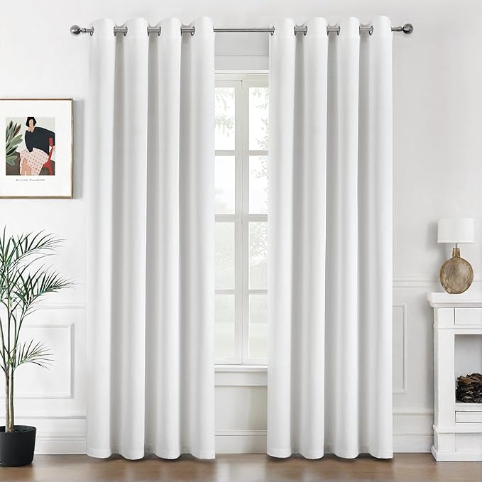 Set van 2 Witte gordijnen met Ringen voor woon- en slaapkamer - Diverse maten MIULEE