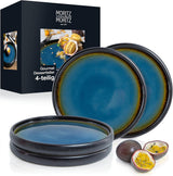 Stevig 4 x Kleine Borden 21 cm – Aardewerken Borden Set als Dessertborden, Taartborden, Ontbijtborden – Serviesset voor Serveren - Moritz & Moritz Blauw
