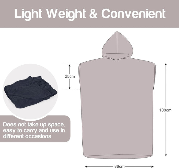 Microvezel badstof surfponcho voor volwassenen (uniseks) – badponcho/badjas voor sauna, dames en heren –  Zwart Kato Tirrinia