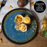 Stevig 4 x Kleine Borden 21 cm – Aardewerken Borden Set als Dessertborden, Taartborden, Ontbijtborden – Serviesset voor Serveren - Moritz & Moritz Blauw