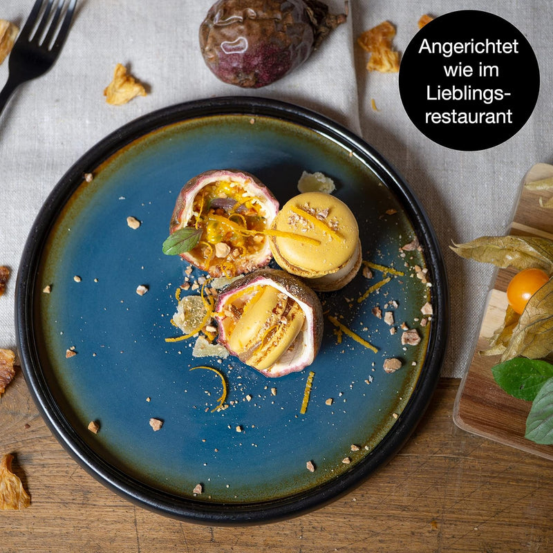 Stevig 4 x Kleine Borden 21 cm – Aardewerken Borden Set als Dessertborden, Taartborden, Ontbijtborden – Serviesset voor Serveren - Moritz & Moritz Blauw