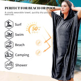 Microvezel badstof surfponcho voor volwassenen (uniseks) – badponcho/badjas voor sauna, dames en heren –  Zwart Kato Tirrinia