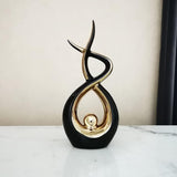 Zwart & Goud Keramisch Beeld - Moderne Abstracte Sculptuur - Woondecoratie, Tafeldecoratie