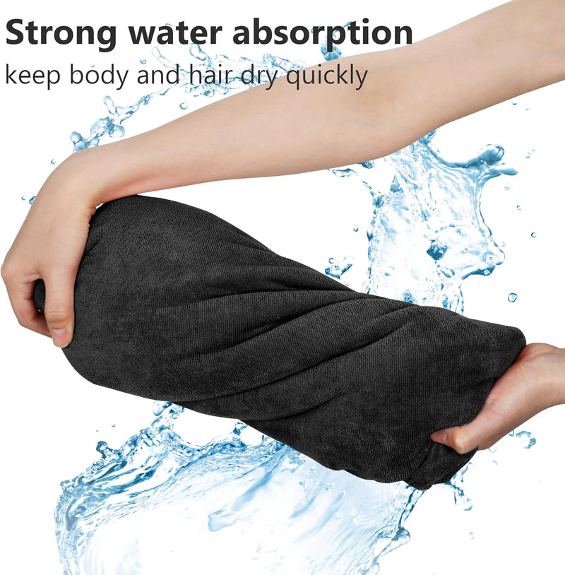 Microvezel badstof surfponcho voor volwassenen (uniseks) – badponcho/badjas voor sauna, dames en heren –  Zwart Kato Tirrinia