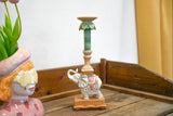 Candle Holder - Elephant Natural Pink - Polyresin -  ↑ 15 Cm