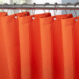 Wafeldouchegordijn met metalen ringen - textiel badgordijn, waterdicht douchegordijn - oranje - VANZAVANZU