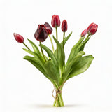 Tulip Bouquet - Deep Red - ‘Real Touch’ Artificial Tulips - 7 Tulip Stems - 40 Cm