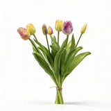 Tulip Bouquet - Soft Spring - ‘Real Touch’ Artificial Tulips - 7 Tulip Stems - 40 Cm