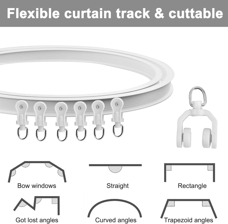 5 meter flexibele plafondgordijnrail - gebogen gordijnrail met montageaccessoires - Wit Catime