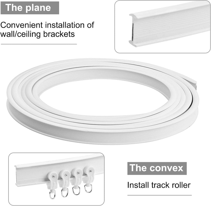 5 meter flexibele plafondgordijnrail - gebogen gordijnrail met montageaccessoires - Wit Catime