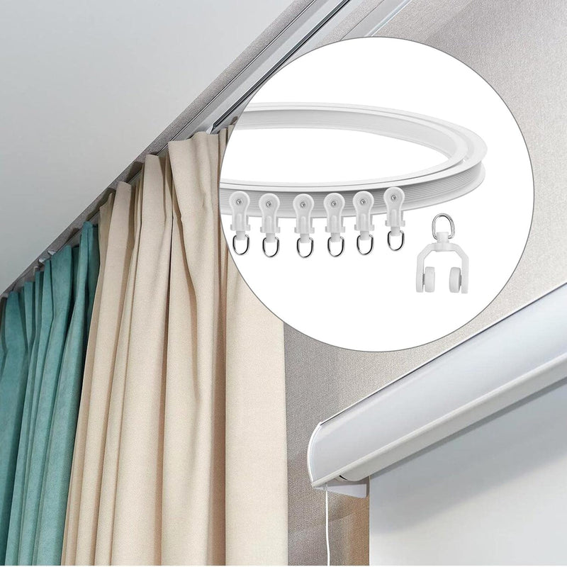 5 meter flexibele plafondgordijnrail - gebogen gordijnrail met montageaccessoires - Wit Catime